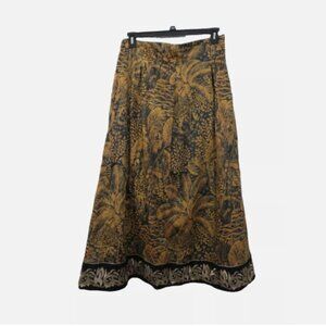 Soft Surroundings Size Large Embroidered Midi Balloon Skirt Boho Printed NEW